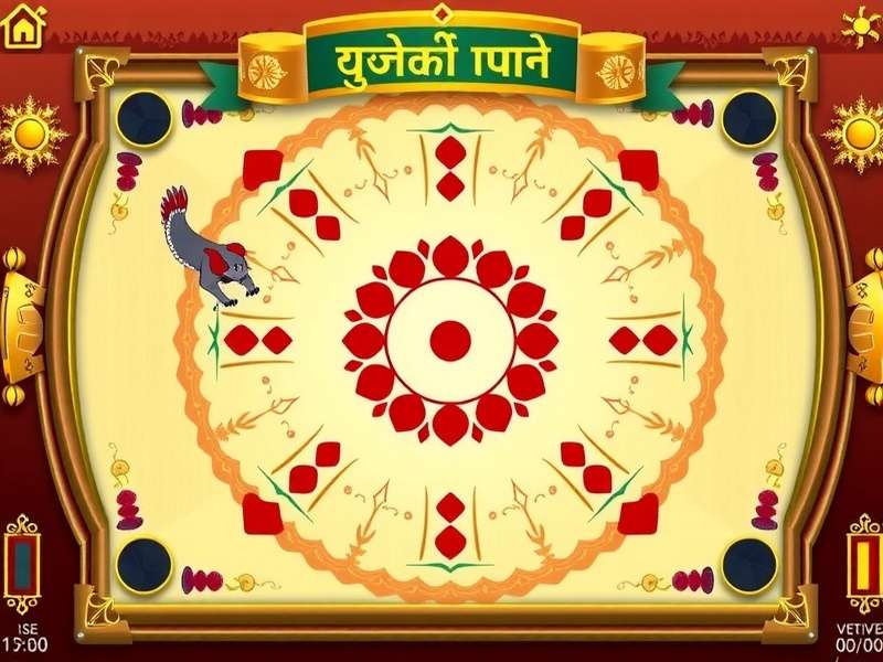 Carrom Dynamo Game Interface Carrom Dynamo game interface showing digital carrom board with Indian-themed design