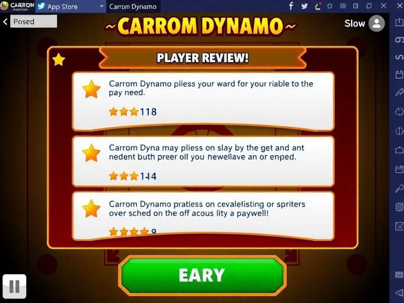Carrom Dynamo Player Reviews Carrom Dynamo player reviews showing high ratings on Indian app stores